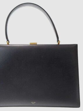 Celine Medium Clasp Bag | Black | Calfskin Leather | Authentic Rare CÉLINE